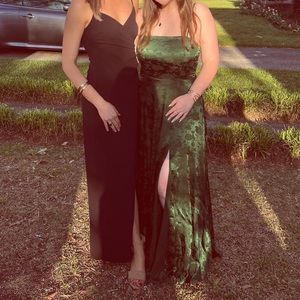 Lulus size XL emerald green maxi gown with floral pattern- worn once